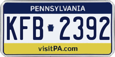 PA license plate KFB2392