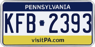 PA license plate KFB2393