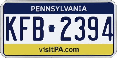 PA license plate KFB2394