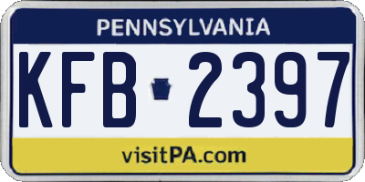 PA license plate KFB2397