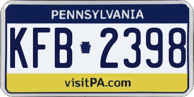 PA license plate KFB2398