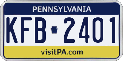 PA license plate KFB2401