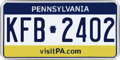 PA license plate KFB2402