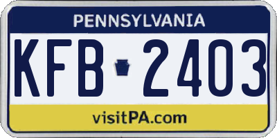 PA license plate KFB2403