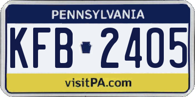 PA license plate KFB2405