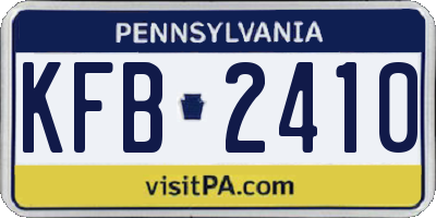 PA license plate KFB2410