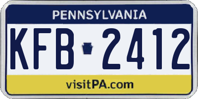 PA license plate KFB2412