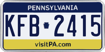 PA license plate KFB2415