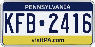 PA license plate KFB2416