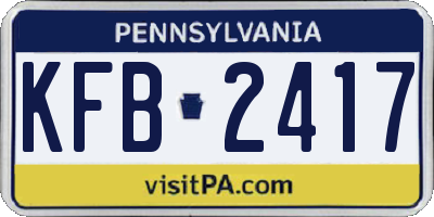 PA license plate KFB2417
