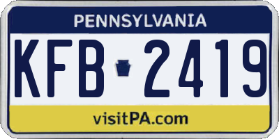 PA license plate KFB2419