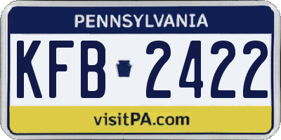 PA license plate KFB2422
