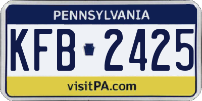 PA license plate KFB2425