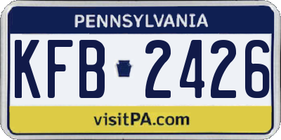 PA license plate KFB2426