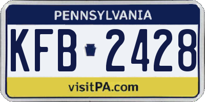 PA license plate KFB2428