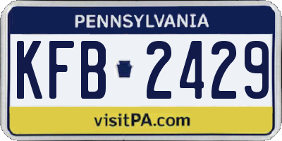 PA license plate KFB2429