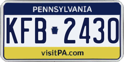 PA license plate KFB2430