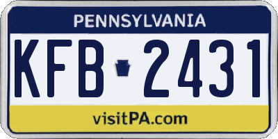 PA license plate KFB2431