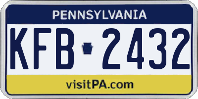 PA license plate KFB2432