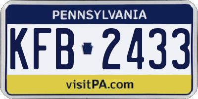 PA license plate KFB2433