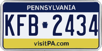 PA license plate KFB2434