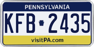 PA license plate KFB2435