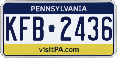 PA license plate KFB2436