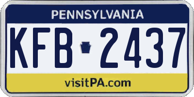 PA license plate KFB2437