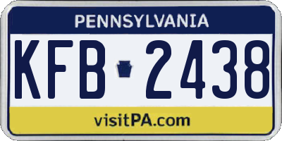 PA license plate KFB2438