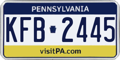 PA license plate KFB2445