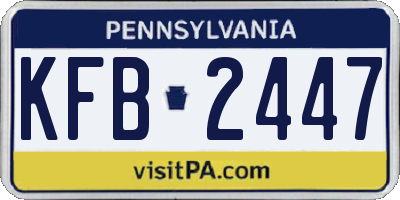 PA license plate KFB2447