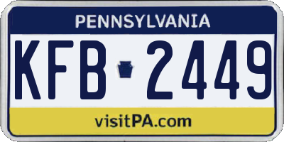 PA license plate KFB2449