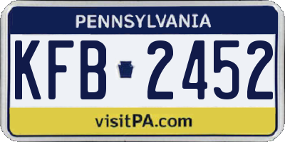 PA license plate KFB2452