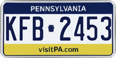 PA license plate KFB2453