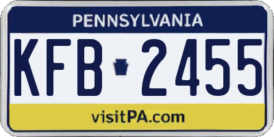 PA license plate KFB2455