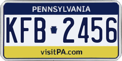 PA license plate KFB2456