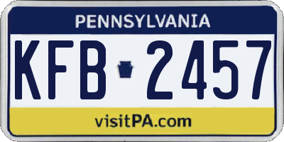 PA license plate KFB2457