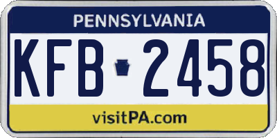PA license plate KFB2458