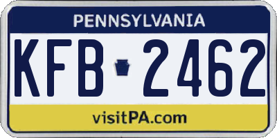 PA license plate KFB2462