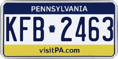 PA license plate KFB2463