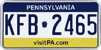 PA license plate KFB2465