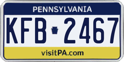 PA license plate KFB2467