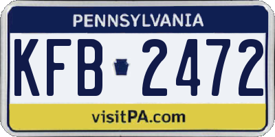 PA license plate KFB2472