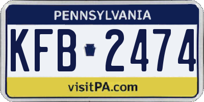 PA license plate KFB2474