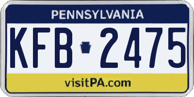 PA license plate KFB2475
