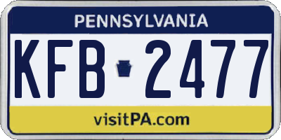 PA license plate KFB2477