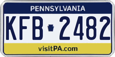 PA license plate KFB2482