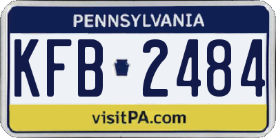 PA license plate KFB2484