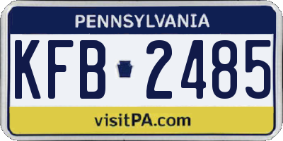 PA license plate KFB2485