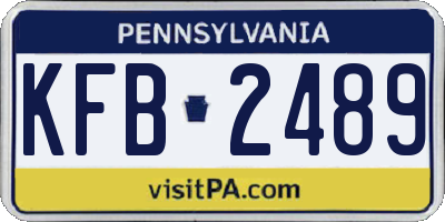 PA license plate KFB2489